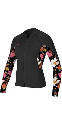 2024 O'Neill Womens Bahia 1/0.5mm Full Zip Wetsuit Jacket 4933 - Black / BlueMchen